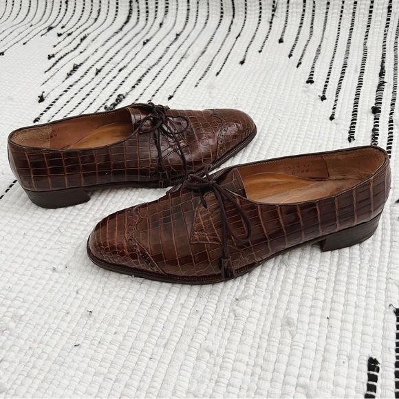 🚫Sold🚫 Vintage New & Lingwood Caramel Cap-Toe Quarter-Brogue Oxfords Size 10 - Picture 1 of 6